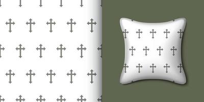 Christian cross seamless pattern with pillow. Vector illustration