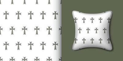 Christian cross seamless pattern with pillow. Vector illustration