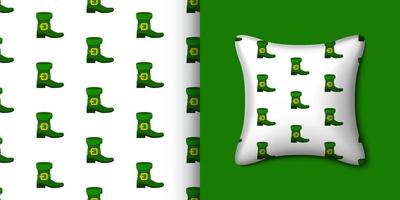 Leprechaun boot seamless pattern with pillow. Vector illustration