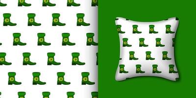 Leprechaun boot seamless pattern with pillow. Vector illustration