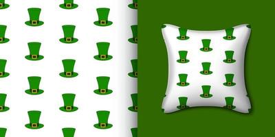 St. Patrick's Day hat seamless pattern with pillow. Vector illustration