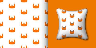 Leprechaun beard seamless pattern with pillow. Vector illustration