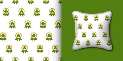 Clover badge seamless pattern with pillow. Vector illustration