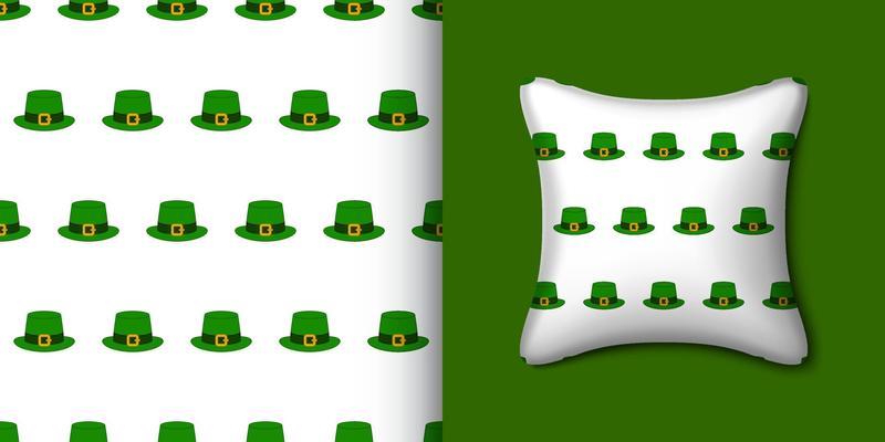 St. Patrick's Day hat seamless pattern with pillow. Vector illustration