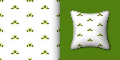 Clover badge seamless pattern with pillow. Vector illustration