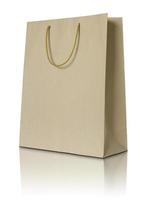 Brown paper bag on white background photo