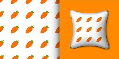 Carrot seamless pattern with pillow. Vector illustration
