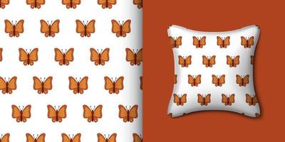 Butterfly seamless pattern with pillow. Vector illustration