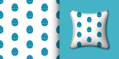 Easter egg seamless pattern with pillow. Vector illustration