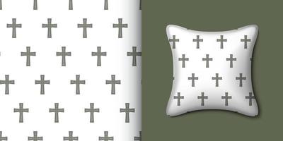 Christian cross seamless pattern with pillow. Vector illustration