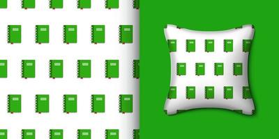 Notebook seamless pattern with pillow. Vector illustration