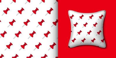 Push pin seamless pattern with pillow. Vector illustration