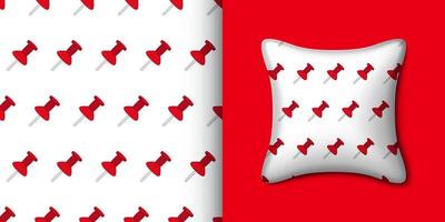 Push pin seamless pattern with pillow. Vector illustration