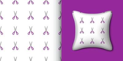 Scissor seamless pattern with pillow. Vector illustration