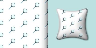 Magnifying glass seamless pattern with pillow. Vector illustration