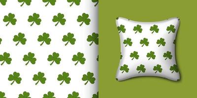 Clover seamless pattern with pillow. Vector illustration