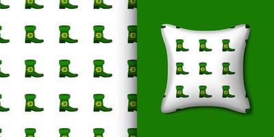 Leprechaun boot seamless pattern with pillow. Vector illustration