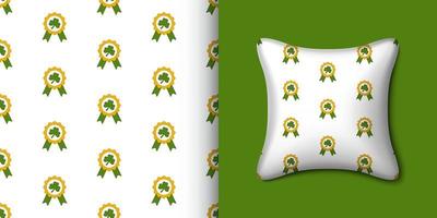 Clover badge seamless pattern with pillow. Vector illustration