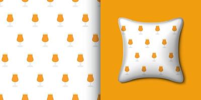 Beer seamless pattern with pillow. Vector illustration