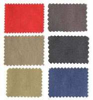 set of fabric swatch samples texture isolated on white background photo