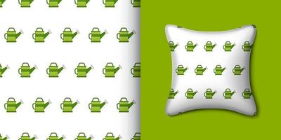 Watering can seamless pattern with pillow. Vector illustration