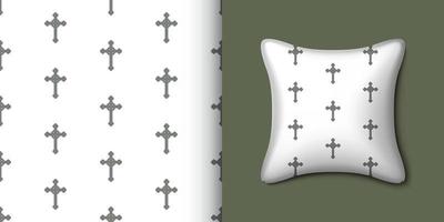 Christian cross seamless pattern with pillow. Vector illustration