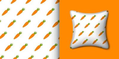 Carrot seamless pattern with pillow. Vector illustration