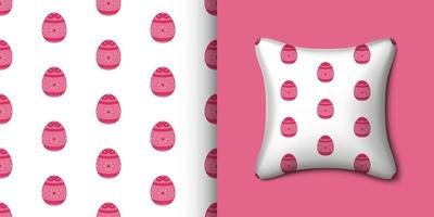 Easter egg seamless pattern with pillow. Vector illustration