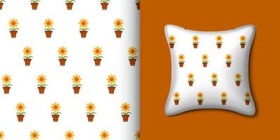 Flower seamless pattern with pillow. Vector illustration