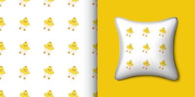 Chick seamless pattern with pillow. Vector illustration