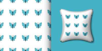 Butterfly seamless pattern with pillow. Vector illustration