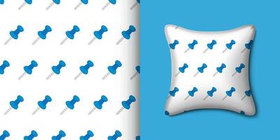 Push pin seamless pattern with pillow. Vector illustration