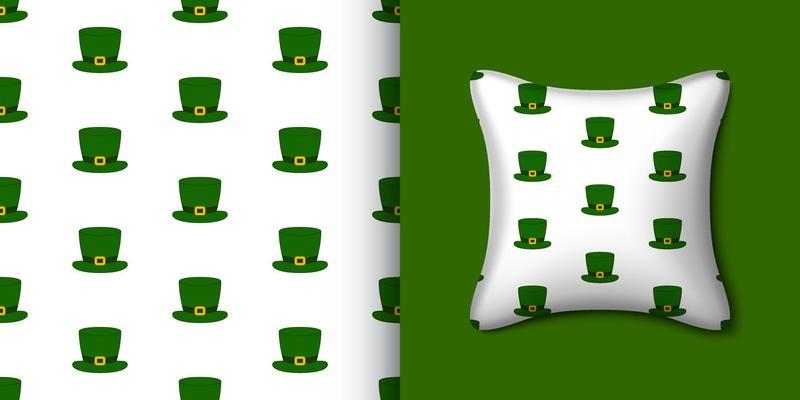 St. Patrick's Day hat seamless pattern with pillow. Vector illustration