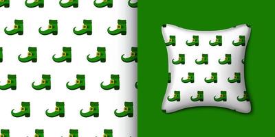 Leprechaun boot seamless pattern with pillow. Vector illustration