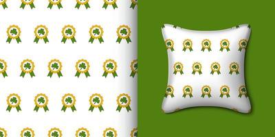 Clover badge seamless pattern with pillow. Vector illustration