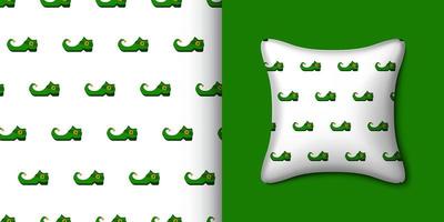 Leprechaun boot seamless pattern with pillow. Vector illustration