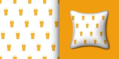 Beer seamless pattern with pillow. Vector illustration