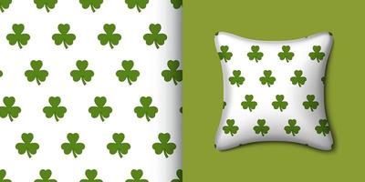 Clover seamless pattern with pillow. Vector illustration