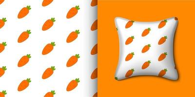 Carrot seamless pattern with pillow. Vector illustration