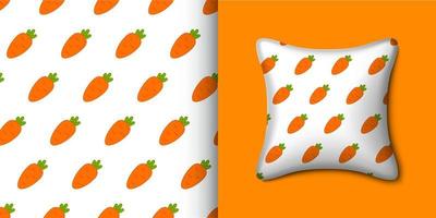 Carrot seamless pattern with pillow. Vector illustration