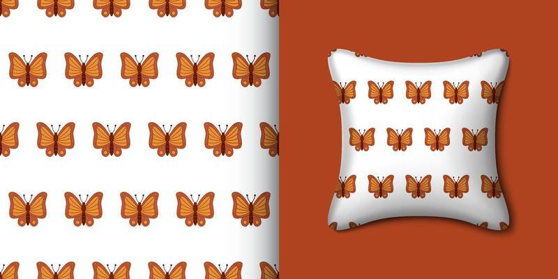 Butterfly seamless pattern with pillow. Vector illustration