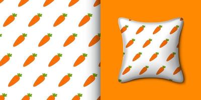 Carrot seamless pattern with pillow. Vector illustration