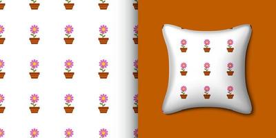 Flower seamless pattern with pillow. Vector illustration