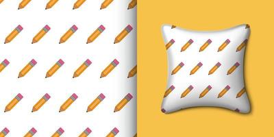 Pencil seamless pattern with pillow. Vector illustration