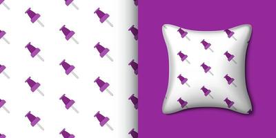 Push pin seamless pattern with pillow. Vector illustration