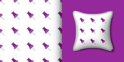 Push pin seamless pattern with pillow. Vector illustration