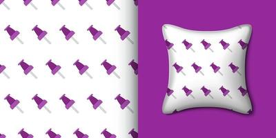 Push pin seamless pattern with pillow. Vector illustration