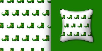 Leprechaun boot seamless pattern with pillow. Vector illustration