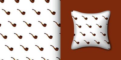Smoking pipe seamless pattern with pillow. Vector illustration