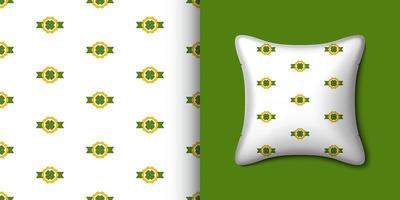 Clover badge seamless pattern with pillow. Vector illustration